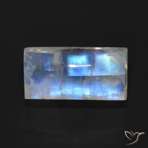 7.06ct Natural Blanco azulado Piedra lunar arcoíris, Corte Baguette, Transparente