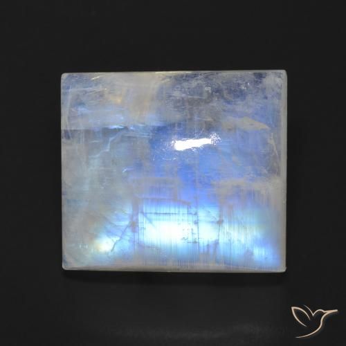 13.64ct Natural Blanco azulado Piedra lunar arcoíris, Corte Baguette, Transparente