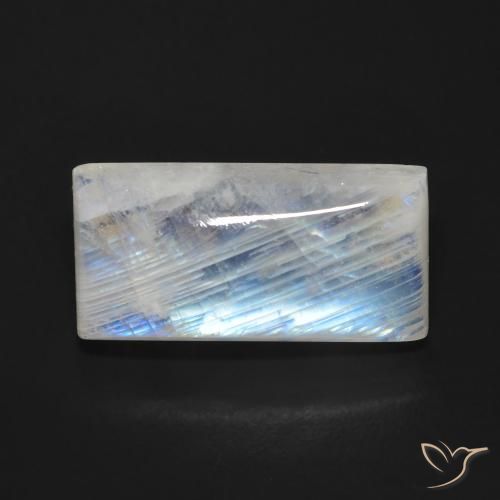 9.27ct Natural Blanco azulado Piedra lunar arcoíris, Corte Baguette, Transparente