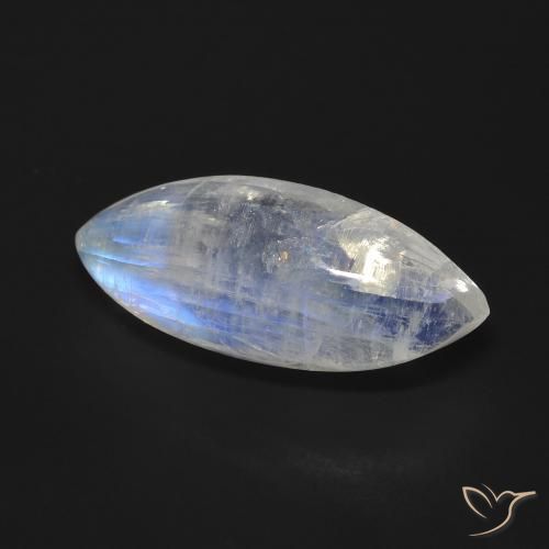 Piedra lunar arcoíris Blanco azulado natural de 9.27 ct, Marquesa, Transparente