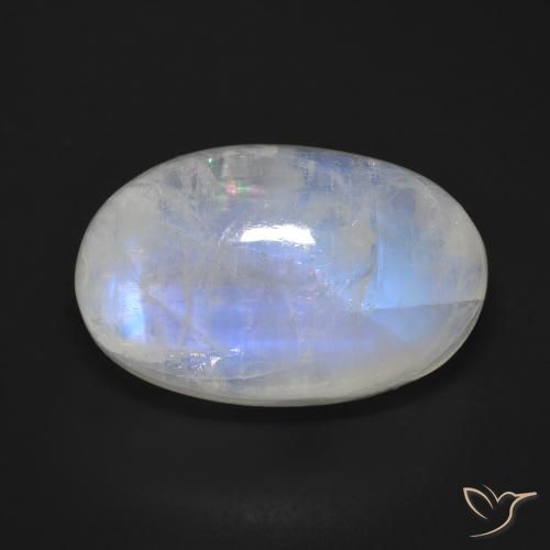 19.49ct Natural Blanco azulado Piedra lunar arcoíris, Ovalada, Opaco