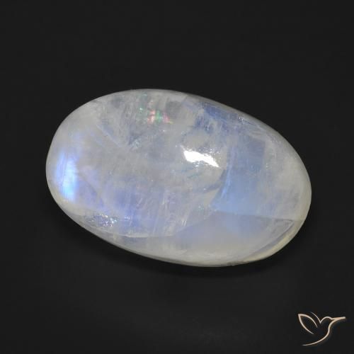 Piedra lunar arcoíris Blanco azulado natural de 19.49 ct, Ovalada, Opaco