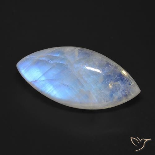 Piedra lunar arcoíris Blanco azulado natural de 24.44 ct, Marquesa, Transparente