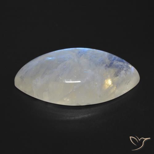 Piedra lunar arcoíris Blanco azulado natural de 24.44 ct, Marquesa, Transparente