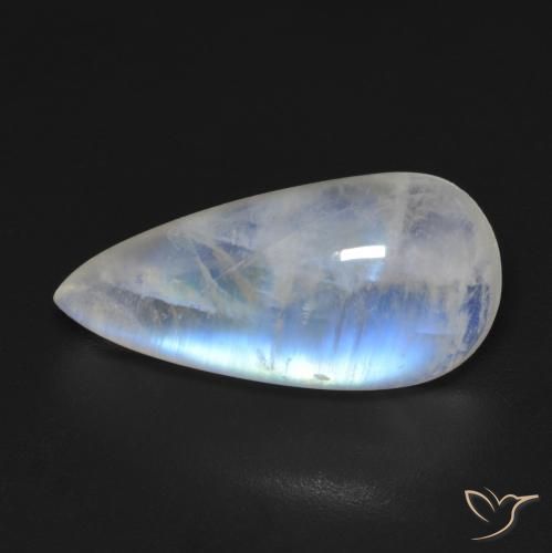 8.48ct Natural Blanco azulado Piedra lunar arcoíris, En forma de pera, Transparente