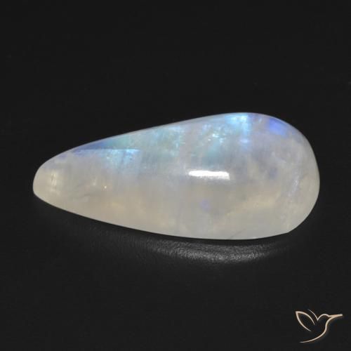Piedra lunar arcoíris Blanco azulado natural de 8.48 ct, En forma de pera, Transparente