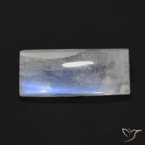 7.87ct Natural Blanco azulado Piedra lunar arcoíris, Corte Baguette, Transparente