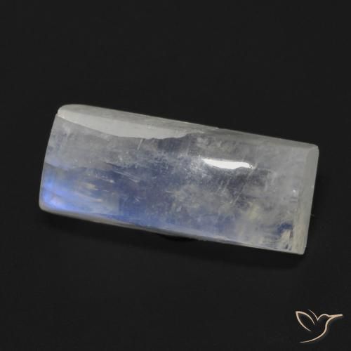 Piedra lunar arcoíris Blanco azulado natural de 7.87 ct, Corte Baguette, Transparente