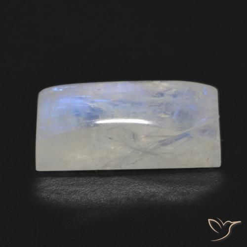 Piedra lunar arcoíris Blanco azulado natural de 7.87 ct, Corte Baguette, Transparente