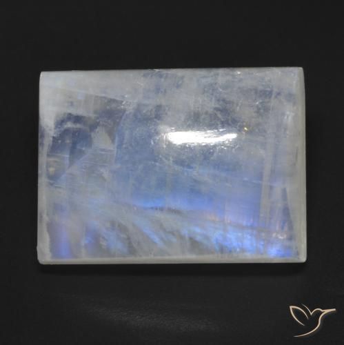 13.18ct Natural Blanco azulado Piedra lunar arcoíris, Corte Baguette, Transparente
