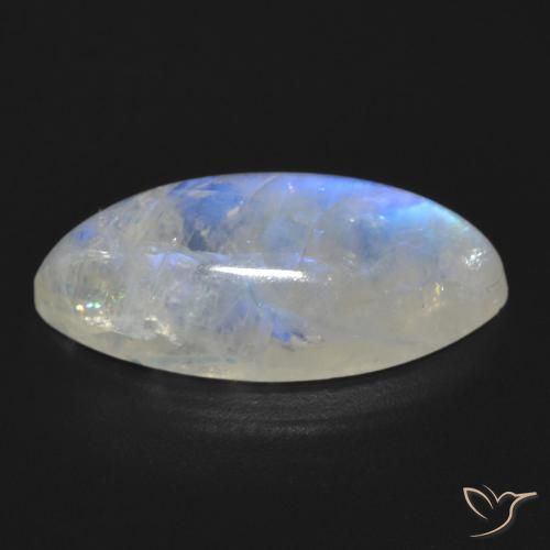 Piedra lunar arcoíris Blanco azulado natural de 11.83 ct, Marquesa, Transparente