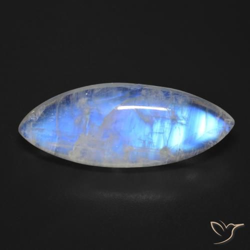 17.01ct Natural Blanco azulado Piedra lunar arcoíris, Marquesa, Transparente
