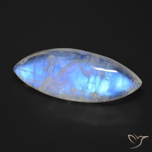 Piedra lunar arcoíris Blanco azulado natural de 17.01 ct, Marquesa, Transparente
