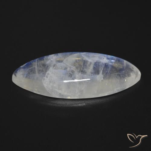 Piedra lunar arcoíris Blanco azulado natural de 17.01 ct, Marquesa, Transparente