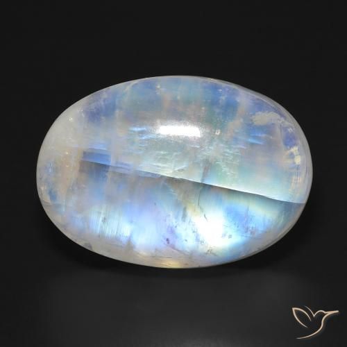 33.97ct Natural Blanco azulado Piedra lunar arcoíris, Ovalada, Translúcido