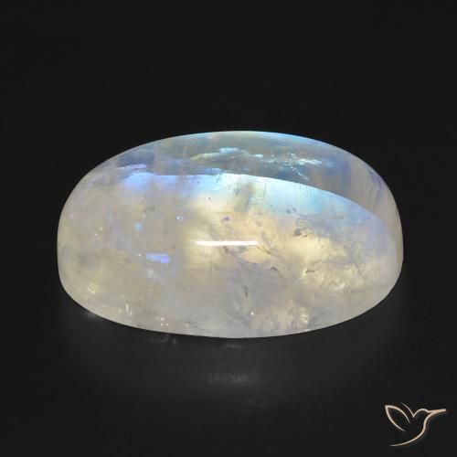 Piedra lunar arcoíris Blanco azulado natural de 33.97 ct, Ovalada, Translúcido