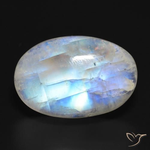 19.90ct Natural Blanco azulado Piedra lunar arcoíris, Ovalada, Translúcido