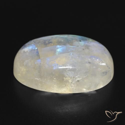 Piedra lunar arcoíris Blanco azulado natural de 19.90 ct, Ovalada, Translúcido