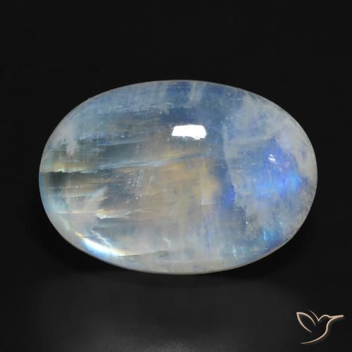 19.81ct Natural Blanco azulado Piedra lunar arcoíris, Ovalada, Translúcido