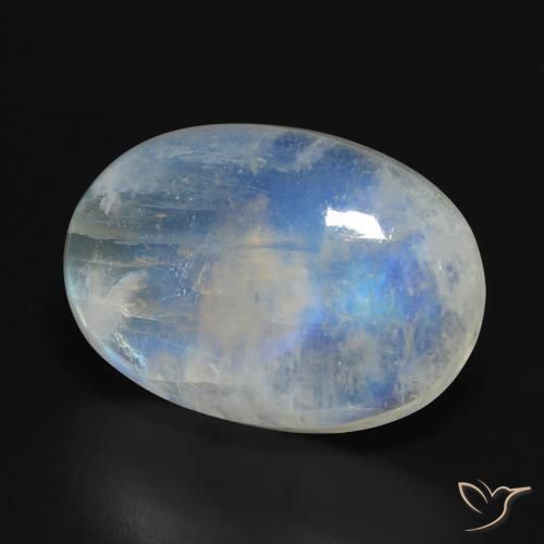 Piedra lunar arcoíris Blanco azulado natural de 19.81 ct, Ovalada, Translúcido