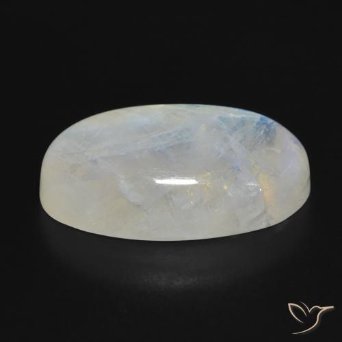 Piedra lunar arcoíris Blanco azulado natural de 16.92 ct, Ovalada, Translúcido