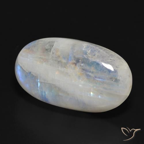 Piedra lunar arcoíris Blanco azulado natural de 32.92 ct, Ovalada, Translúcido