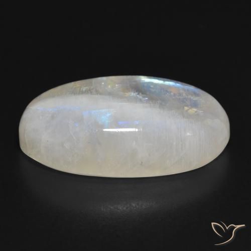 Piedra lunar arcoíris Blanco azulado natural de 32.92 ct, Ovalada, Translúcido
