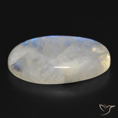 Piedra lunar arcoíris Blanco azulado natural de 46.73 ct, Ovalada, Translúcido