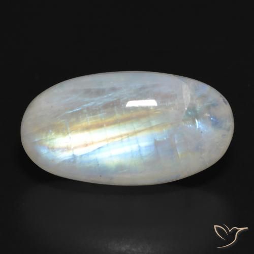 19.45ct Natural Blanco azulado Piedra lunar arcoíris, Ovalada, Translúcido