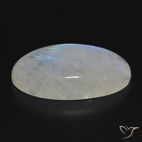 Piedra lunar arcoíris Blanco azulado natural de 33.87 ct, Ovalada, Translúcido