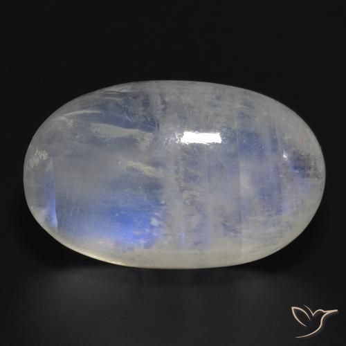 32.27ct Natural Blanco azulado Piedra lunar arcoíris, Ovalada, Translúcido
