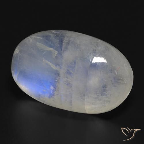 Piedra lunar arcoíris Blanco azulado natural de 32.27 ct, Ovalada, Translúcido