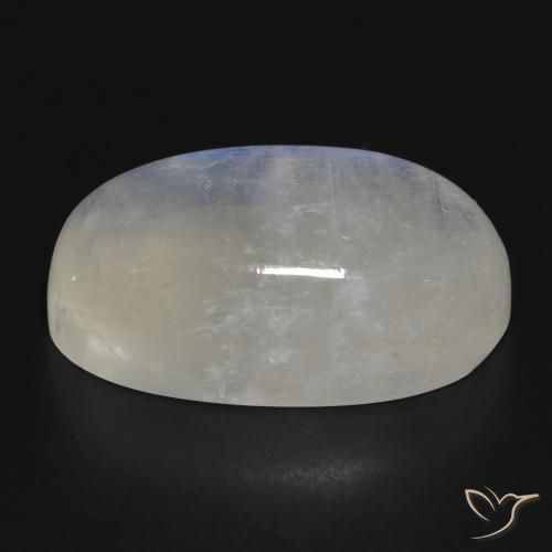 Piedra lunar arcoíris Blanco azulado natural de 32.27 ct, Ovalada, Translúcido