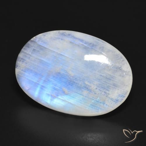 Piedra de luna arcoíris blanco natural de 16,62 ct, corte óvalo, translúcido