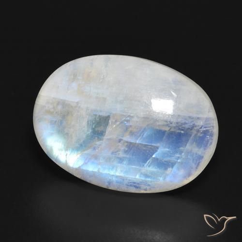 Piedra lunar arcoíris Blanco azulado natural de 13.54 ct, Ovalada, Translúcido