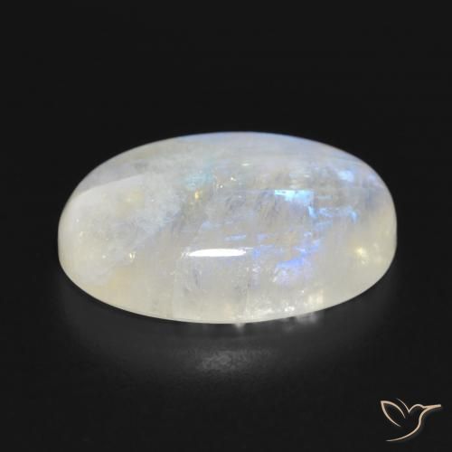 Piedra lunar arcoíris Blanco azulado natural de 13.54 ct, Ovalada, Translúcido