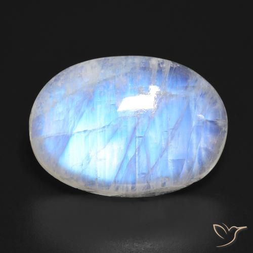 23.16ct Natural Blanco azulado Piedra lunar arcoíris, Ovalada, Translúcido