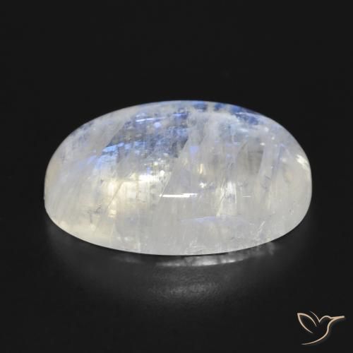 Piedra lunar arcoíris Blanco azulado natural de 23.16 ct, Ovalada, Translúcido