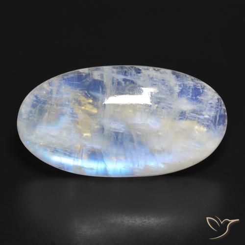 34.30ct Natural Blanco azulado Piedra lunar arcoíris, Ovalada, Transparente