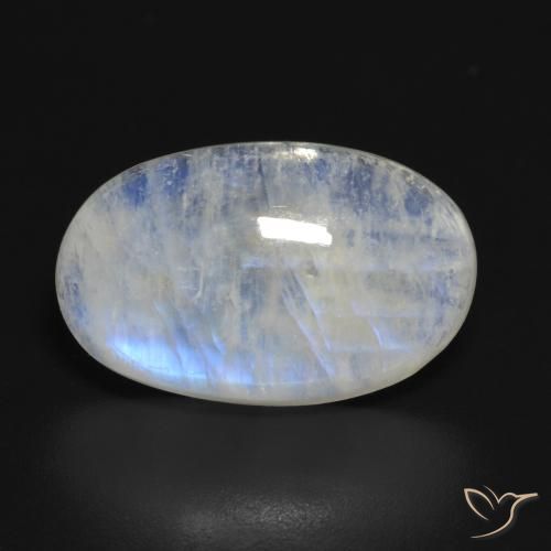 13.87ct Natural Blanco azulado Piedra lunar arcoíris, Ovalada, Translúcido
