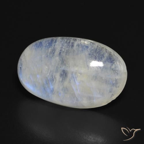 Piedra lunar arcoíris Blanco azulado natural de 13.87 ct, Ovalada, Translúcido