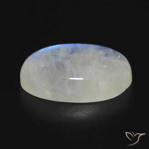 Piedra lunar arcoíris Blanco azulado natural de 13.87 ct, Ovalada, Translúcido