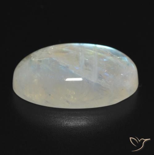 Piedra lunar arcoíris Blanco azulado natural de 11.54 ct, Ovalada, Translúcido