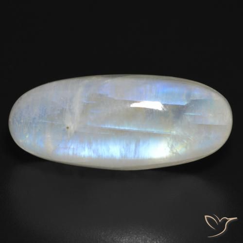 21.52ct Natural Blanco azulado Piedra lunar arcoíris, Ovalada, Translúcido