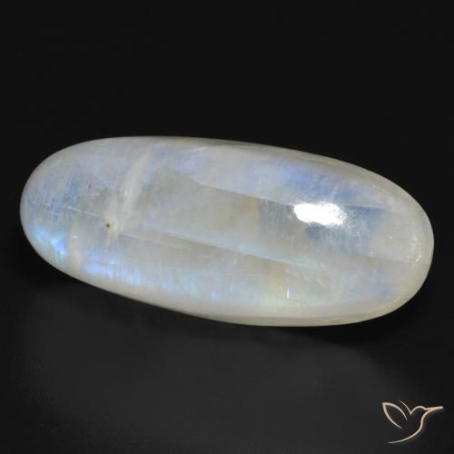 Piedra lunar arcoíris Blanco azulado natural de 21.52 ct, Ovalada, Translúcido