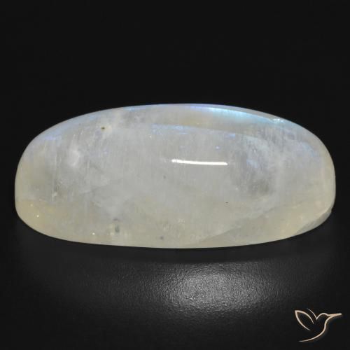 Piedra lunar arcoíris Blanco azulado natural de 21.52 ct, Ovalada, Translúcido