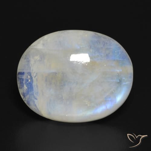 19.86ct Natural Blanco azulado Piedra lunar arcoíris, Ovalada, Translúcido