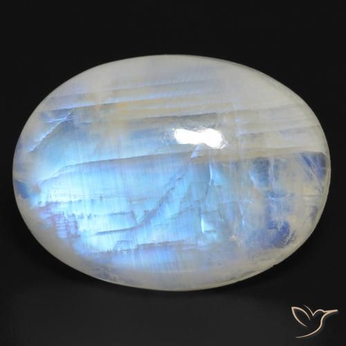 26.57ct Natural Blanco azulado Piedra lunar arcoíris, Ovalada, Translúcido