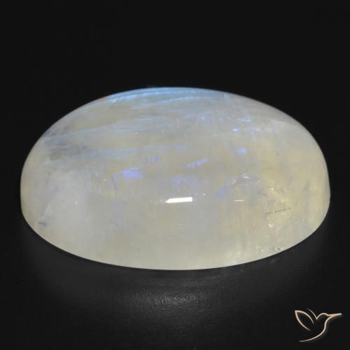Piedra lunar arcoíris Blanco azulado natural de 26.57 ct, Ovalada, Translúcido
