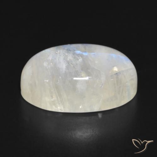 Piedra lunar arcoíris Blanco azulado natural de 11.83 ct, Ovalada, Translúcido
